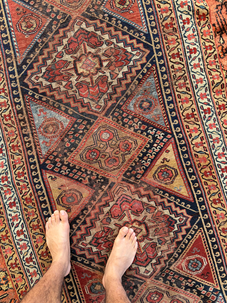 INFINITELY LONG Gorgeous Antique Tribal Textile Runner | Ancient Southwest Persian, Rustic & Rare | ~ 3.9 x 24