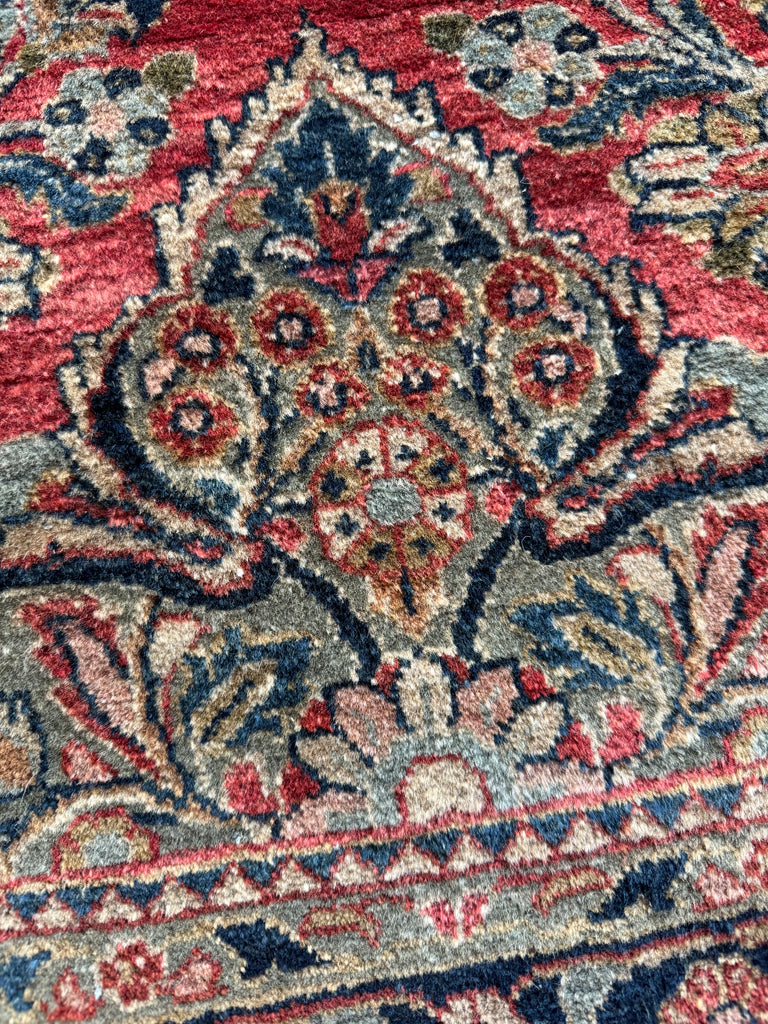 SOLD | FABULOUS Plush, Soft & Glossy Wool Pile | 20+ Foot Long Botanical Scalloped Antique Sarouk Runner - 3.2 x 20.4