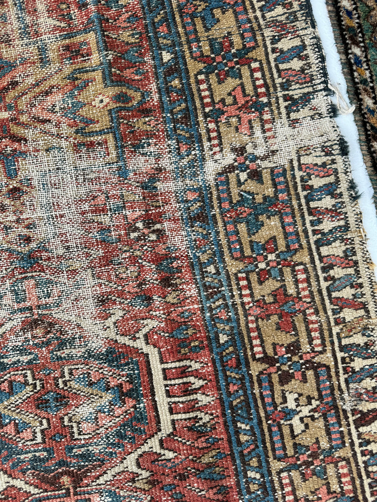 WONDERFUL Character-Rich Vintage Persian Karaja Runner | Earthy Rust & Unique Camel Border | 2.9 x 10.2