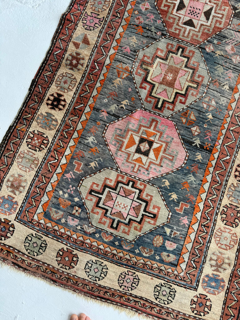 DREAMY Vintage Caucasian Karabagh | Dusty Pinks, Smokey Blue-ish Purple hues, Copper, Sand, Berry  | 3.5 x 5.7