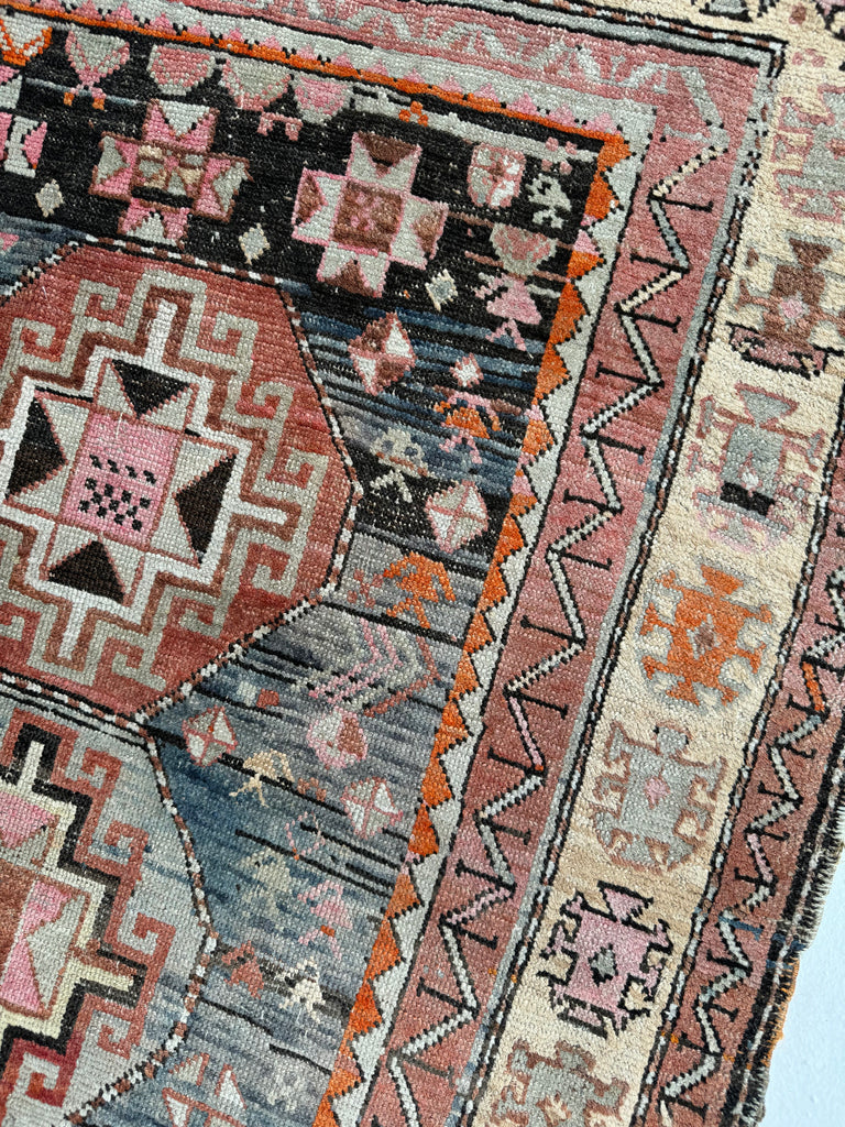 SOLD | DREAMY Vintage Caucasian Karabagh | Dusty Pinks, Smokey Blue-ish Purple hues, Copper, Sand, Berry  | 3.5 x 5.7