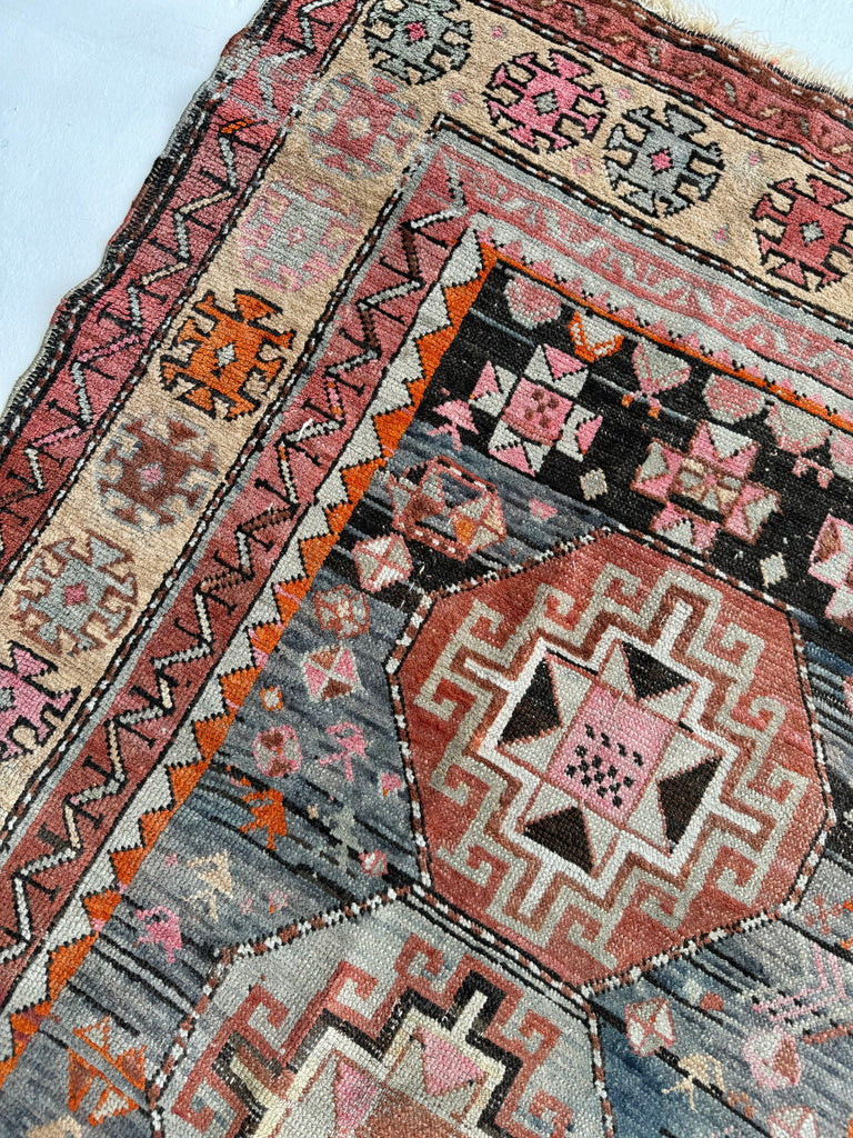 SOLD | DREAMY Vintage Caucasian Karabagh | Dusty Pinks, Smokey Blue-ish Purple hues, Copper, Sand, Berry  | 3.5 x 5.7