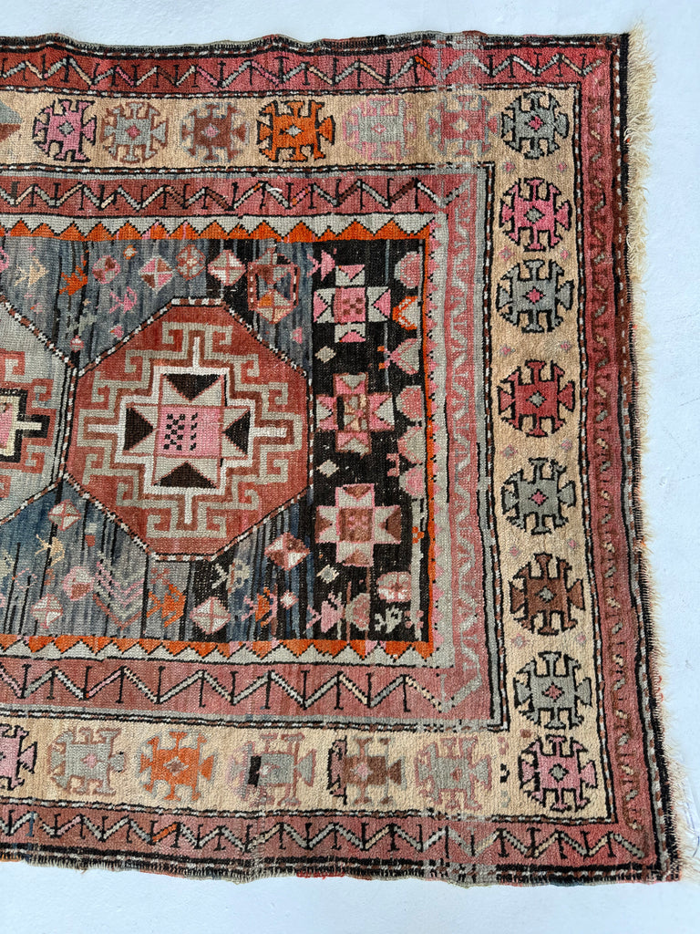 DREAMY Vintage Caucasian Karabagh | Dusty Pinks, Smokey Blue-ish Purple hues, Copper, Sand, Berry  | 3.5 x 5.7