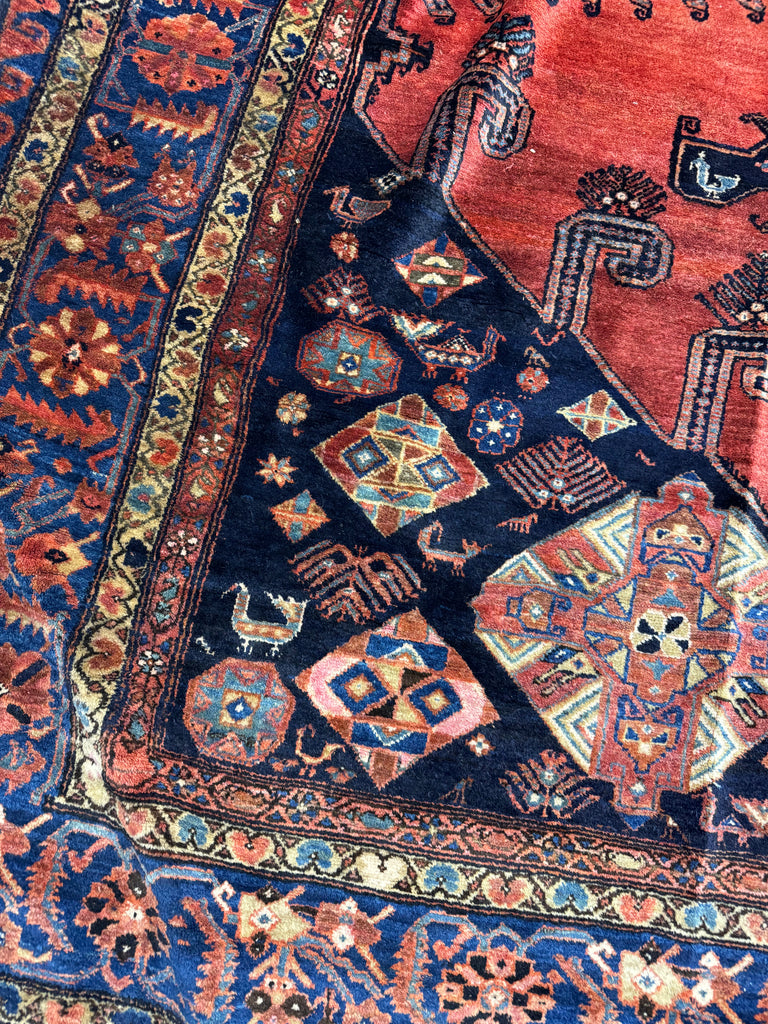 Coming Soon... LARGE & POWERFUL Antique Persian Viss / Veece Carpet | Bold & Striking Design and Colors | 10.8 x 13.6