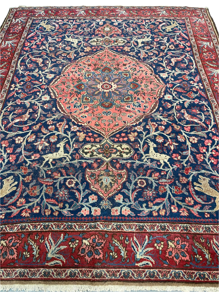 Coming Soon... SENSATIONAL Arabesque Hunting Scene Antique Persian Tabriz | Iconic & Timeless Piece | ~ 8 x 10