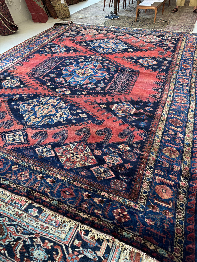 Coming Soon... LARGE & POWERFUL Antique Persian Viss / Veece Carpet | Bold & Striking Design and Colors | 10.8 x 13.6