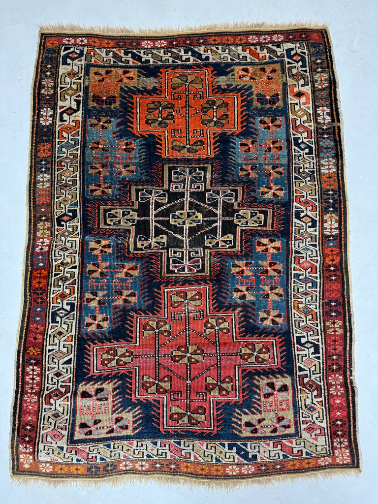 DYNAMITE Fine Antique Caucasian Tribal Rug | Infinitely Gorgeous Interlocking Medallion Motifs | ~ 3 x 5