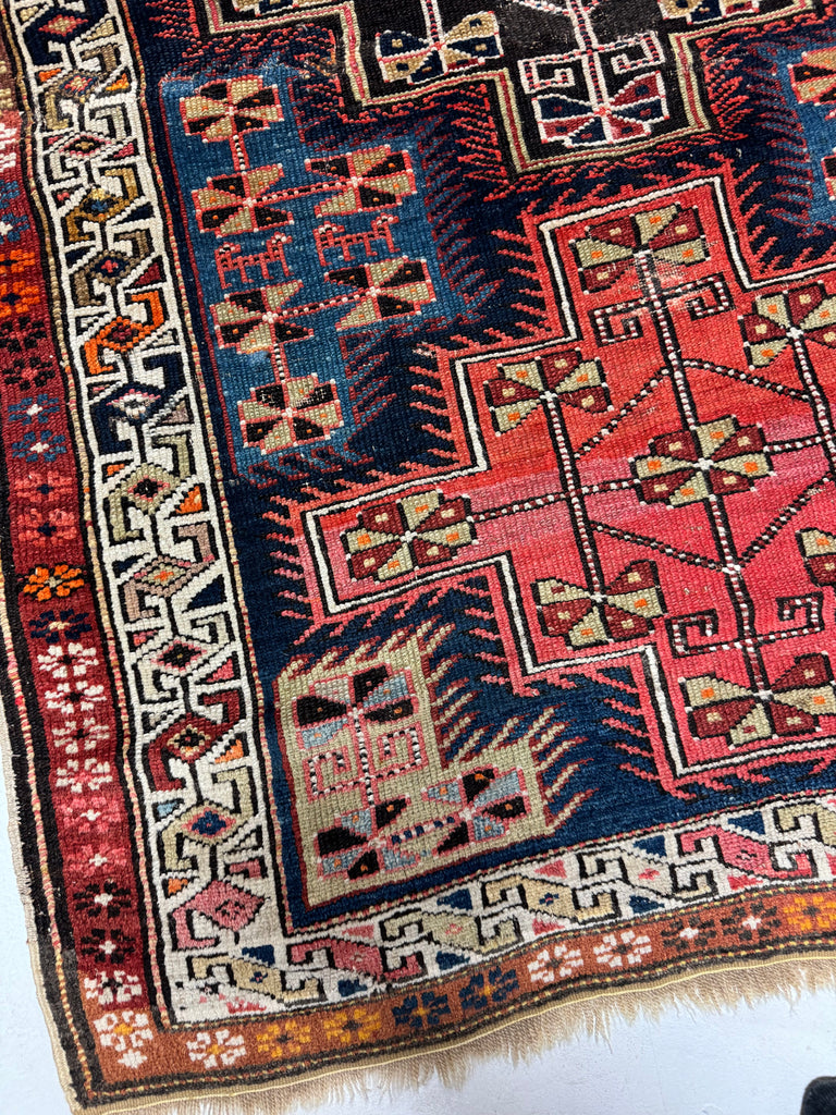 DYNAMITE Fine Antique Caucasian Tribal Rug | Infinitely Gorgeous Interlocking Medallion Motifs | ~ 3 x 5