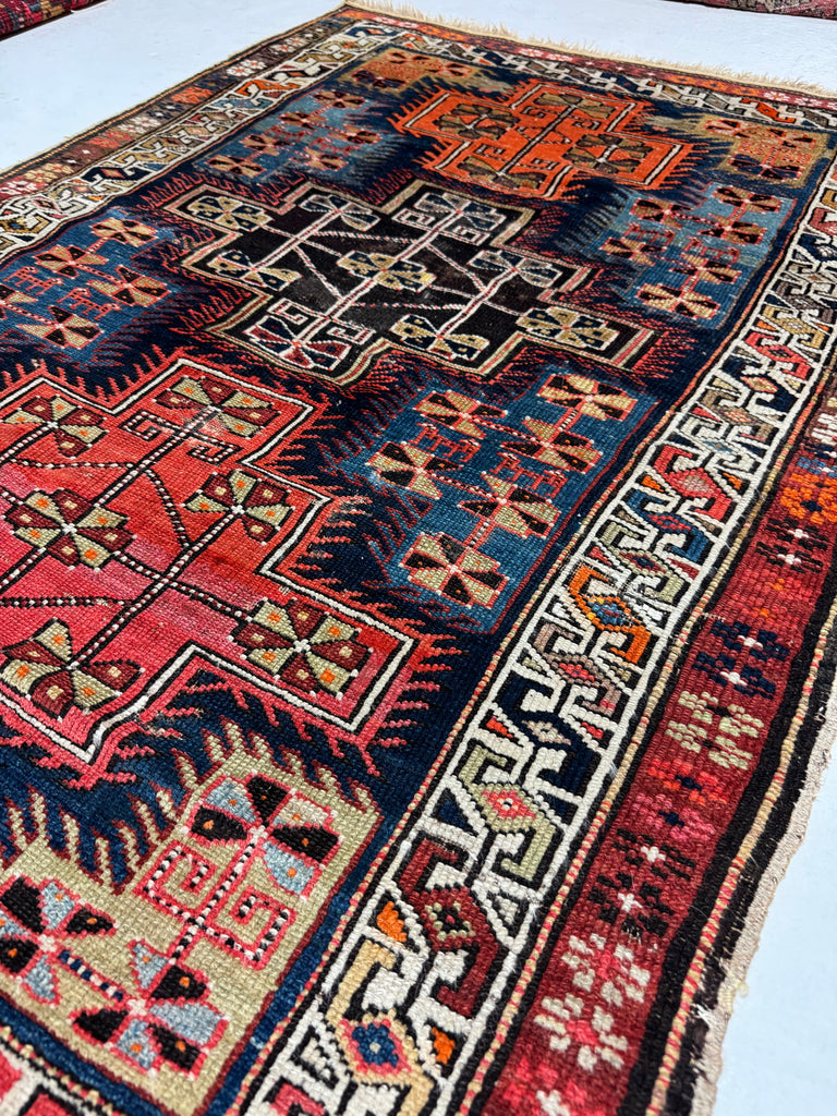 DYNAMITE Fine Antique Caucasian Tribal Rug | Infinitely Gorgeous Interlocking Medallion Motifs | ~ 3 x 5