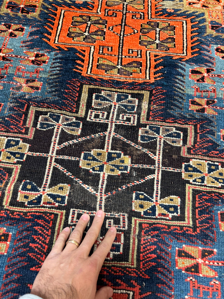 DYNAMITE Fine Antique Caucasian Tribal Rug | Infinitely Gorgeous Interlocking Medallion Motifs | 3.6 x 5