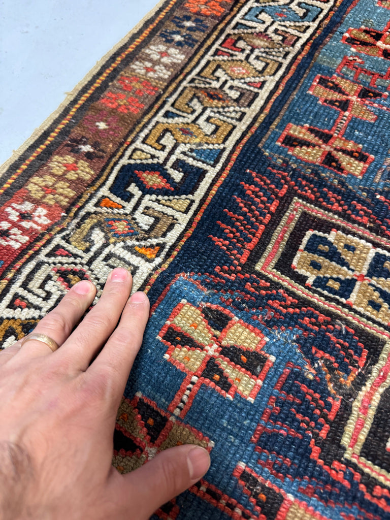 DYNAMITE Fine Antique Caucasian Tribal Rug | Infinitely Gorgeous Interlocking Medallion Motifs | 3.6 x 5