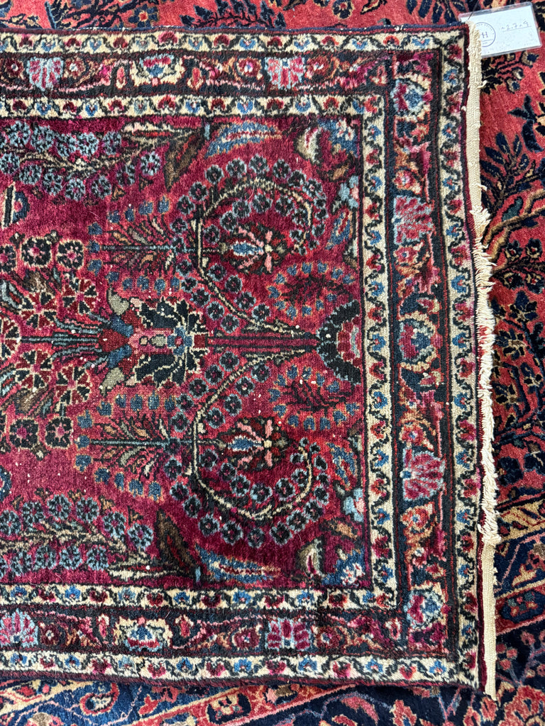 PAINTED PERSIAN PLUM Antique Sarouk Runner | Amazing size, Gorgeous Marbling Hues | 2.8 x 9