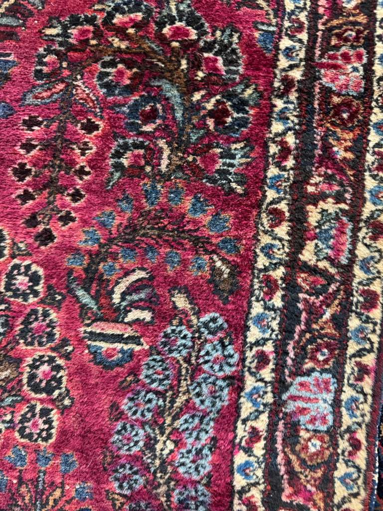 PAINTED PERSIAN PLUM Antique Sarouk Runner | Amazing size, Gorgeous Marbling Hues | 2.8 x 9