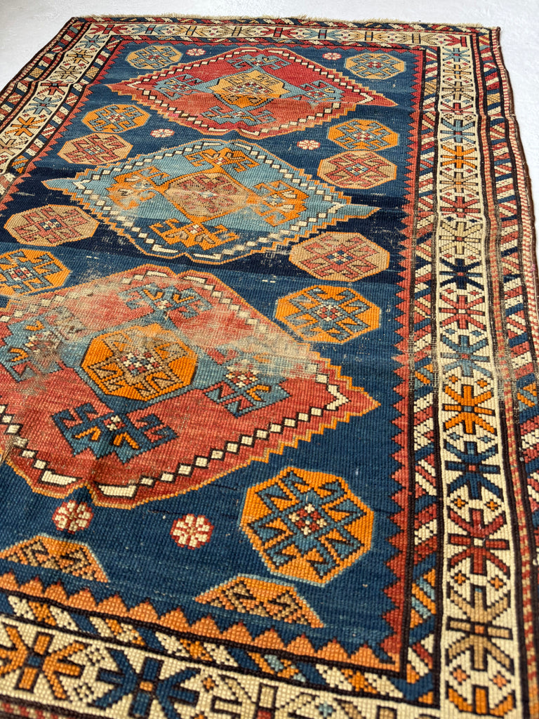 DIAMOND Caucasian Tribal Rug | Sunset meets the Midnight Sky Color Palette | 3.3 x 4.7