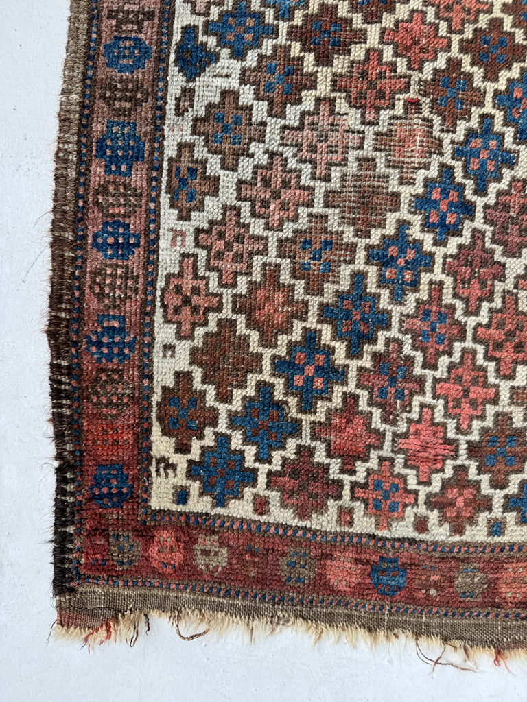 CUTIE PATOOTIE Antique Baluch Throw Rug | Charming Spontaneous Rug / Runner |