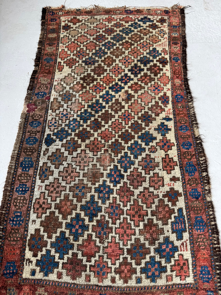 CUTIE PATOOTIE Antique Baluch Throw Rug | Charming Spontaneous Rug / Runner |