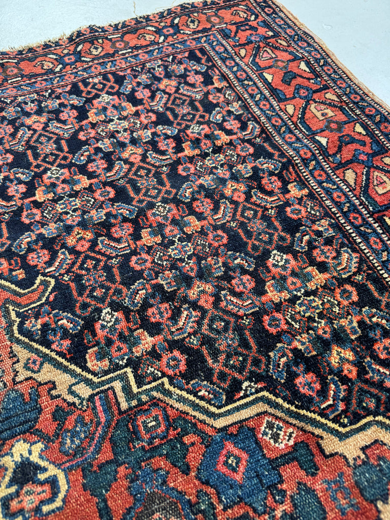 OLD WORLD Antique Persian Senneh | Iconic, Timeless, Beautifully Deep | 3.7 x 4.5