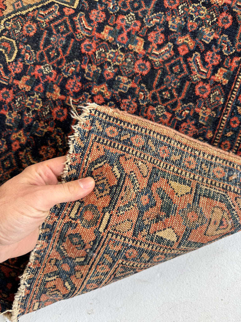 OLD WORLD Antique Persian Senneh | Iconic, Timeless, Beautifully Deep | 3.7 x 4.5