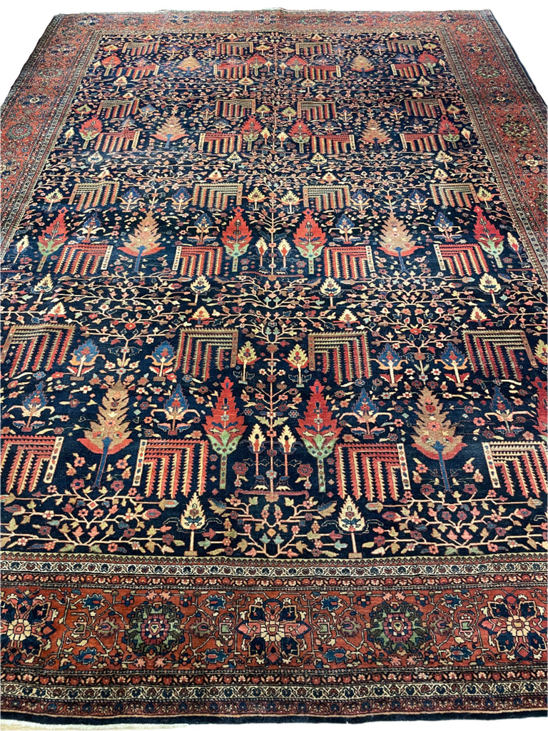 UNREAL RARE PALATIAL Antique Cypress Willow Tree Of Life Ferahan Sarouk Carpet | Gorgeous Natural Dyes with Organic Lamb Wool | 12 x 16