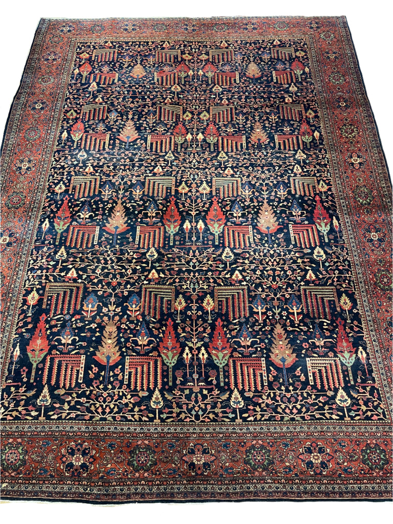 UNREAL RARE PALATIAL Antique Cypress Willow Tree Of Life Ferahan Sarouk Carpet | Gorgeous Natural Dyes with Organic Lamb Wool | 12 x 16