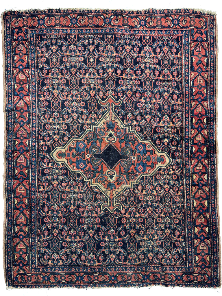 OLD WORLD Antique Persian Senneh | Iconic, Timeless, Beautifully Deep | 3.7 x 4.5