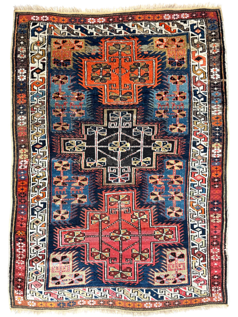 DYNAMITE Fine Antique Caucasian Tribal Rug | Infinitely Gorgeous Interlocking Medallion Motifs | ~ 3 x 5