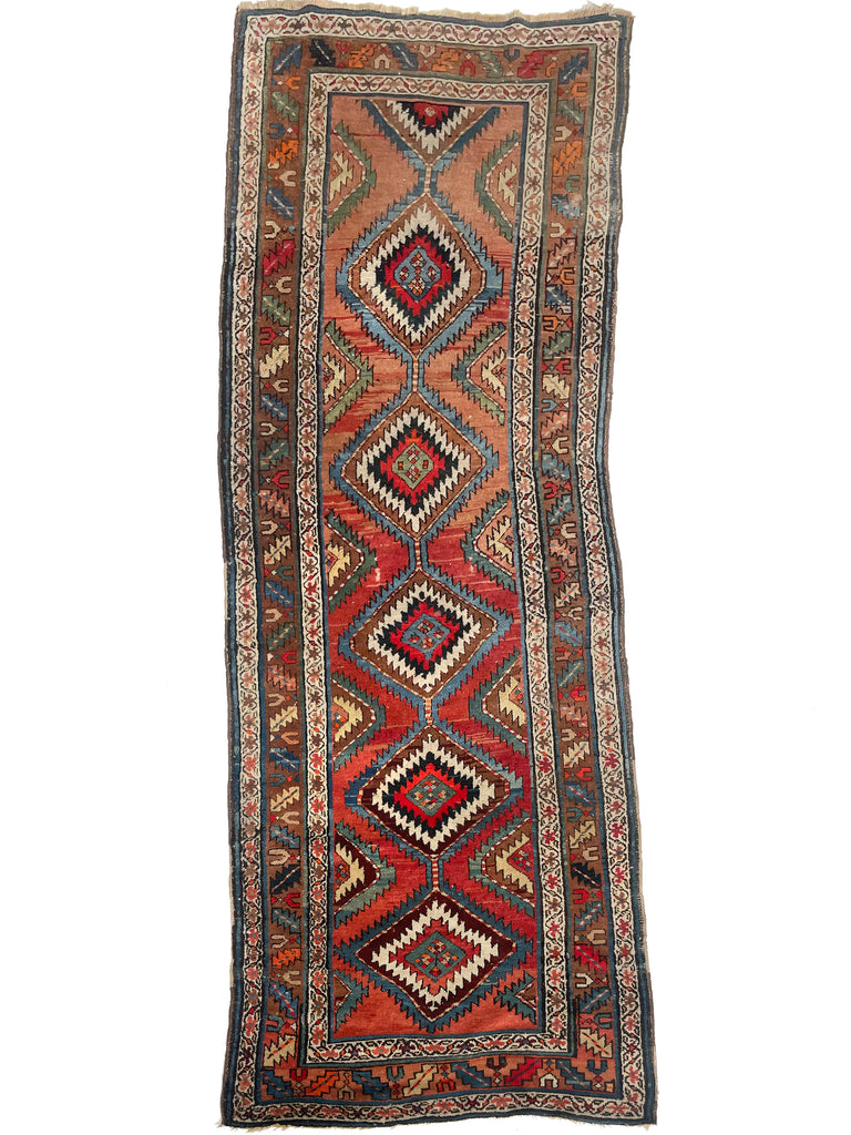 HYPNOTIC ANTIQUE SHAHSAVAN Runner | Rare Piece | Variations of Rust to Sunset with Divine Blues | ~ 3.6 x 10